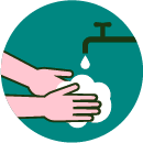 Ícone de mãos sendo lavadas
