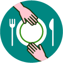 Ícone de duas mãos e um prato