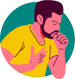 Ilustração de um homem tossindo